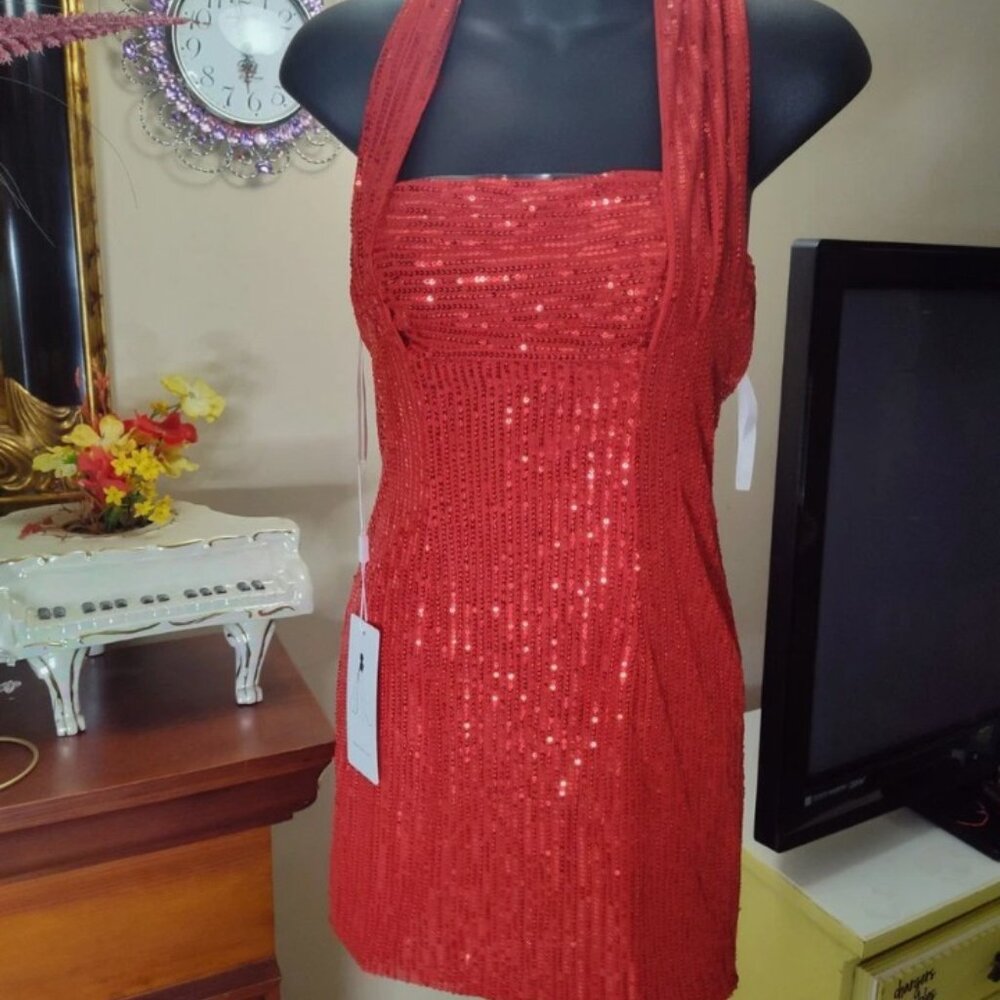 Wear Your Love Sequin Glitters Sparkly Halter Night Party Dress Size 4